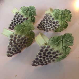 Vintage Green and Purple Grape Cluster napkin holders.shabby chic metal holders